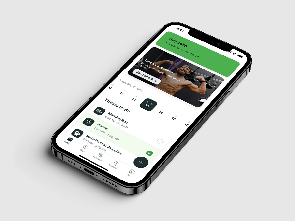 A mockup of the coaching app showcasing the features.